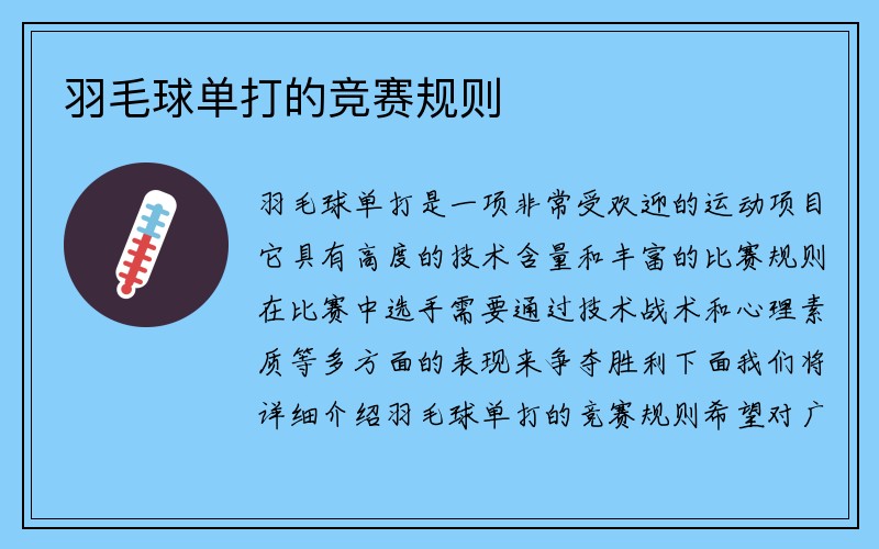 羽毛球单打的竞赛规则